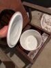 Wooden Commode Chair With Enamel Chamber Pot - 3