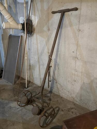 Antique Iron and Wood Seed Planter with Double Hoppers
