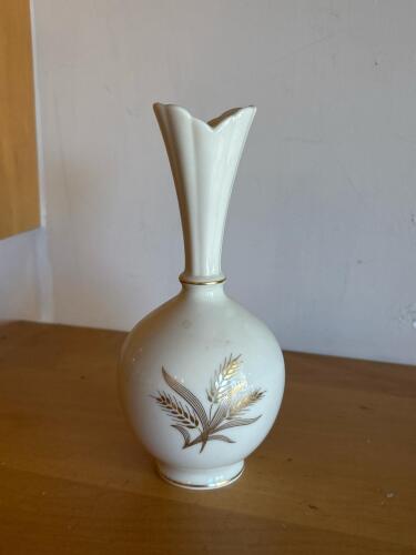 Lenox Ivory Porcelain Vase with Gold Wheat Motif