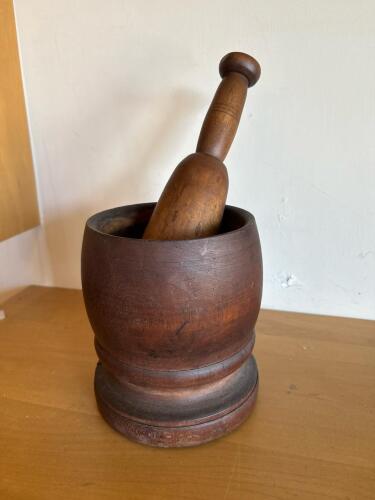 Antique Wooden Mortar and Pestle