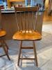 Pair of Windsor-Style Wooden Swivel Bar Stools - 2