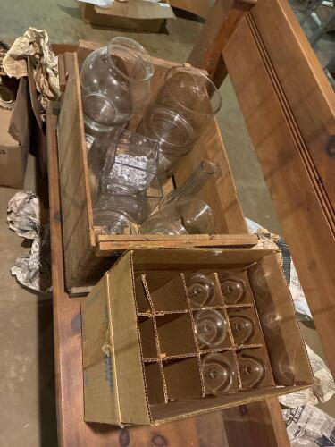 Assorted Glassware Including Wine Glasses and Vases
