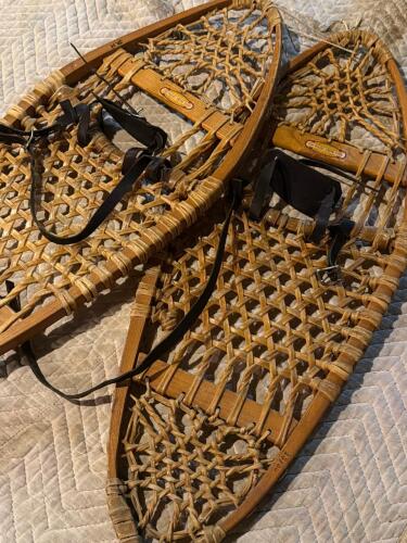 Pair of L.L. Bean Maine Snow Shoes with Rawhide Lacing