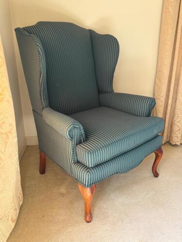 Upholstered Wingback Armchair in Queen Anne-Style (1/2)