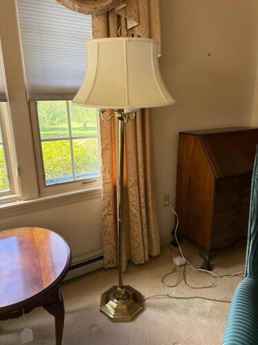 Brass Floor Lamp With Fabric Shade