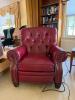 Faux Red Leather Tufted Recliner Chair with Nailhead Trim - 2