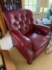 Faux Red Leather Tufted Recliner Chair with Nailhead Trim - 3