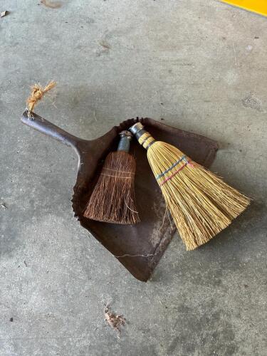 Vintage Hand Brooms and Metal Dust Pan