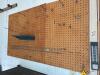 Pegboard Wall Panels with Metal Tool Hooks and Shelf