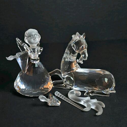 Swarovski Crystal Figurines: Angel and Foal
