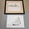 Framed Barn by Clark M. Goff and Signed Sailboat Print