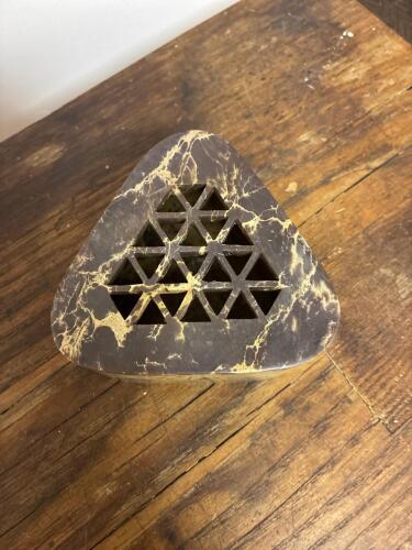 Triangular Marble Incense Burner Box with Lattice Lid