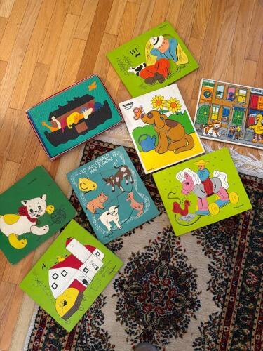 Vintage Playskool Wooden Puzzles Assortment