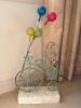 Signed Metal Bicycle Sculpture with Glass Balloons and Flowers