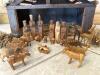 Wooden Nativity Scene with Hand-Carved Figures and Stable - 6