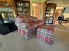 Temple Inc. Plaid Loveseat with Ottoman, Traditional Style