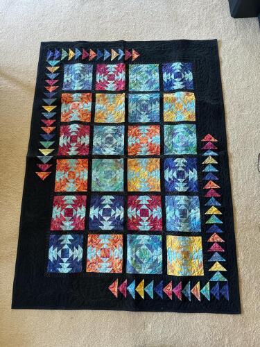 Handmade Patchwork Quilt With Colorful Geometric Patterns