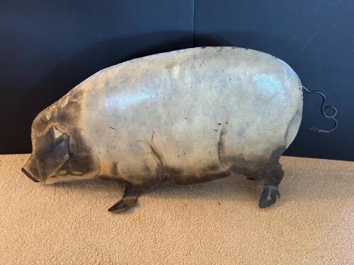 Folk Art-Style Metal Pig Sculpture