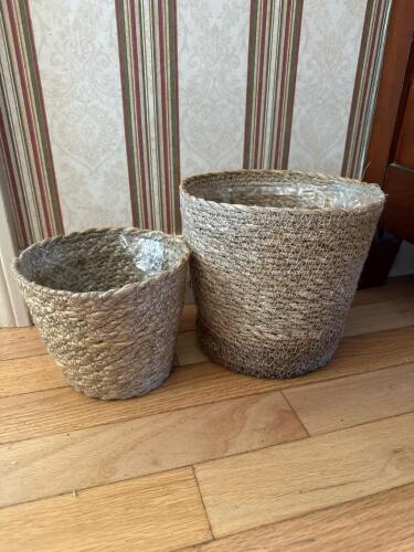Woven Rope Planters with Plastic Liners