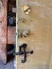 Antique Wood Barn Door with Handmade Iron Strap Hinges - 4