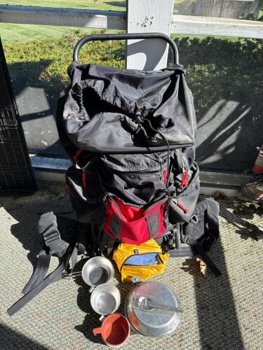 Camp Trails External Frame Backpack with Camping Cookware