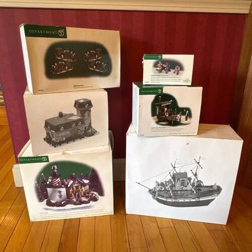 Department 56 New England Village Lighthouse, Fishing Boat and Buildings