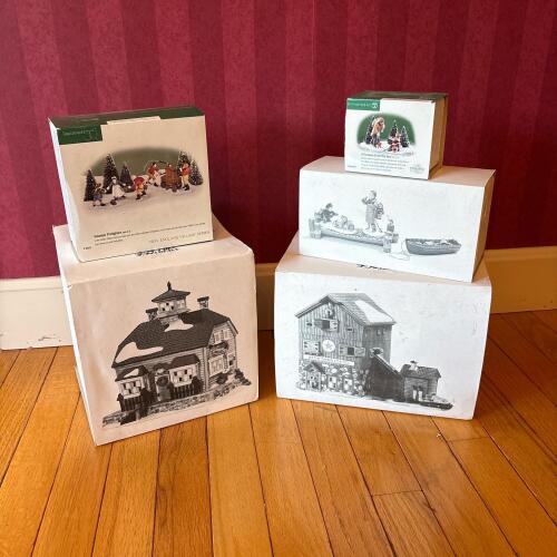 Department 56 New England Village Firefighters, Boats and Buildings
