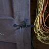 Old Wooden Four-Panel Door with Iron Hardware - 3