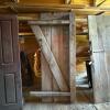 Old Wood Plank Door with Diagonal Brace and Iron Pull - 2
