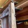 Old Wood Plank Door with Diagonal Brace and Iron Pull - 11