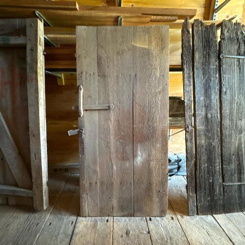 Old Wood Plank Door with Latch and Padlock