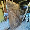 Weathered Wood Plank Door with Jagged Top and Iron Straps - 2