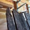 Weathered Wood Plank Door with Jagged Top and Iron Straps - 3