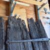 Weathered Wood Plank Door with Jagged Top and Iron Straps - 4