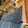 Weathered Wood Plank Door with Jagged Top and Iron Straps - 10