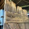 Weathered Wood Plank Door with Jagged Top and Iron Straps - 11