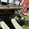 Large Wooden Hay Wagon with Iron-Rimmed Spoke Wheels - 14