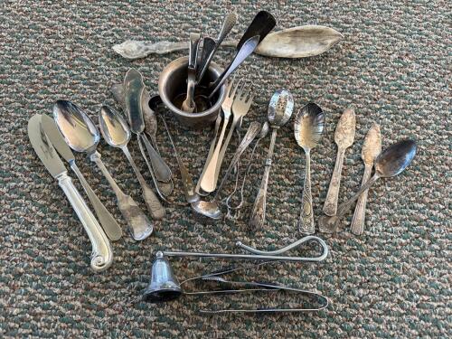 Assorted Silverplate and Stainless Flatware and Serving Pieces