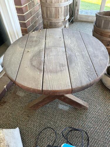 Rustic Round Wood Coffee Table