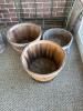 Three Wooden Baskets with Metal Handles