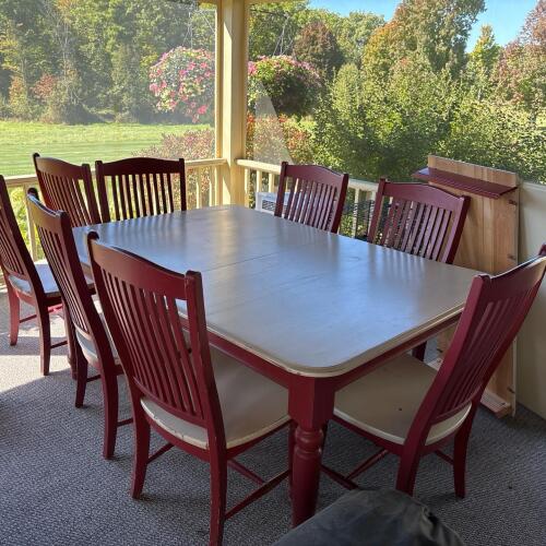 Painted Two-Tone Wood Dining Table and Chairs Set