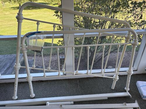 Full-Size White Metal Bed Frame in Victorian-Style
