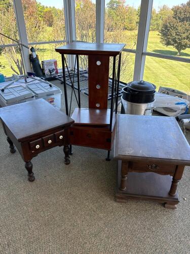 Pair of Traditional and One Modern-Style Wood Side Tables
