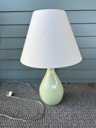 Ceramic Table Lamp With White Shade, Teardrop-Style Base