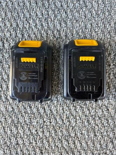 Two DeWalt 20V Max Lithium Ion Battery Packs