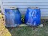 Two Large Blue Ceramic Garden Planters