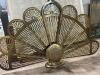 Brass Peacock-Style Folding Fireplace Screen