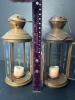 Decorative Metal Pumpkin Lantern and Pair of Etched Glass Metal Lanterns - 5