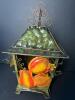 Decorative Metal Pumpkin Lantern and Pair of Etched Glass Metal Lanterns - 6