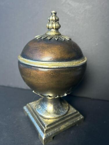 Lidded Bronze-Style Decorative Urn with Finial